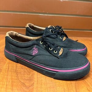U.S. Polo Assn. Women's Black Sneakers with Pink Trim